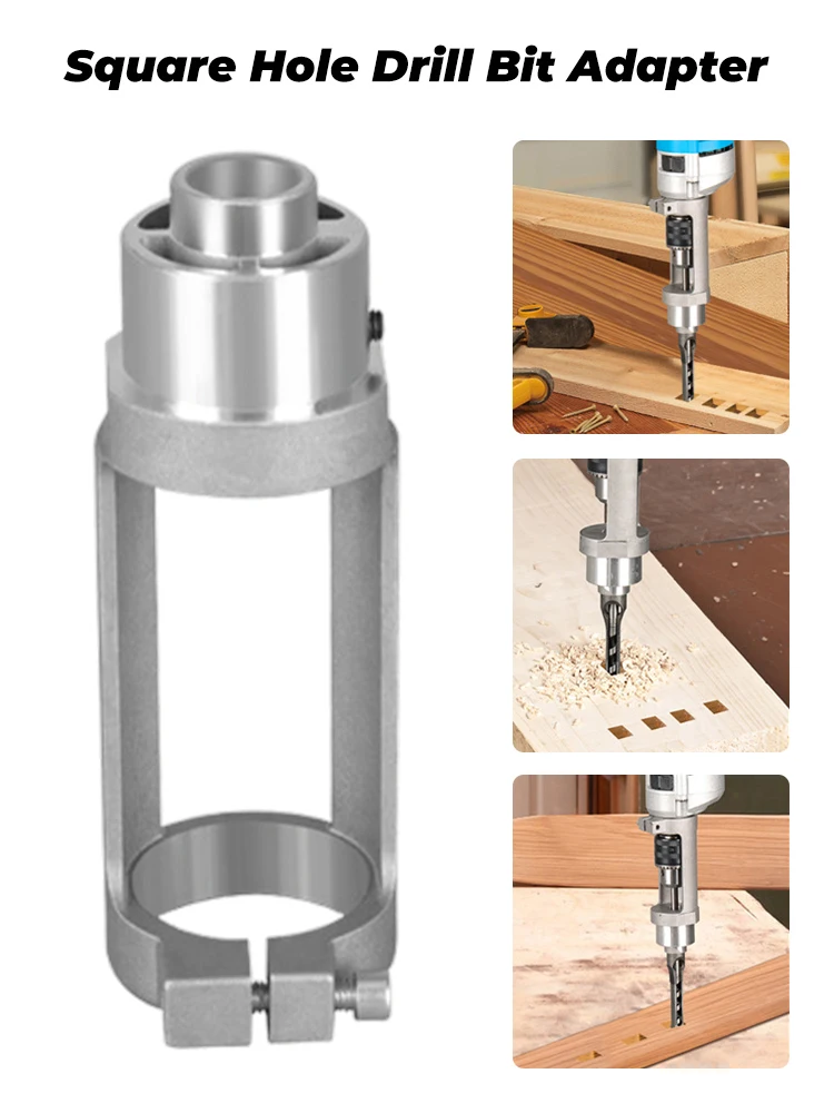 

Square Hole Drill Bit Adapter Mortising Attachment Sturdy High Hardness Woodworking Positioning Tool for Hand Electric Drill