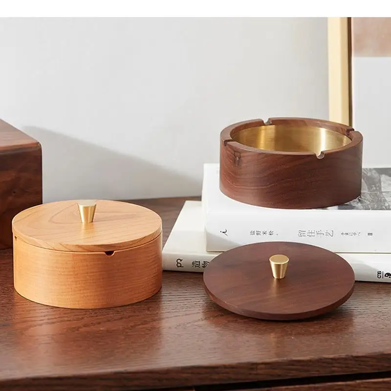 

Деревянная подкладка с крышками, пепельница, домашние настольные аксессуары для курения, пепельницы для сигар в стиле ретро, контейнер для курения