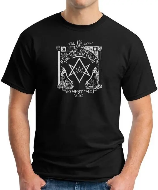T-Shirt Thelema Pentagram Black Magic Magick Aleister Mascara