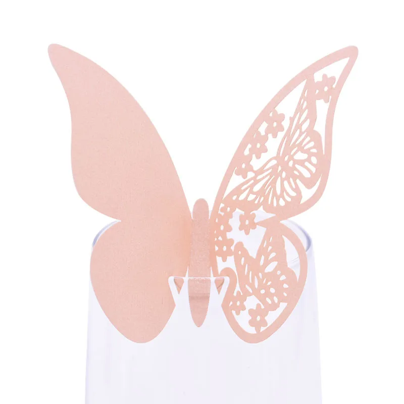 20 Stück/10 Stück glänzend Champagner Gold Silber Rosa Schmetterling Namenskarten Sitzplatz Karten Weinglas Tasse Papierkarte Hochzeit Party Dekor – Detail 9