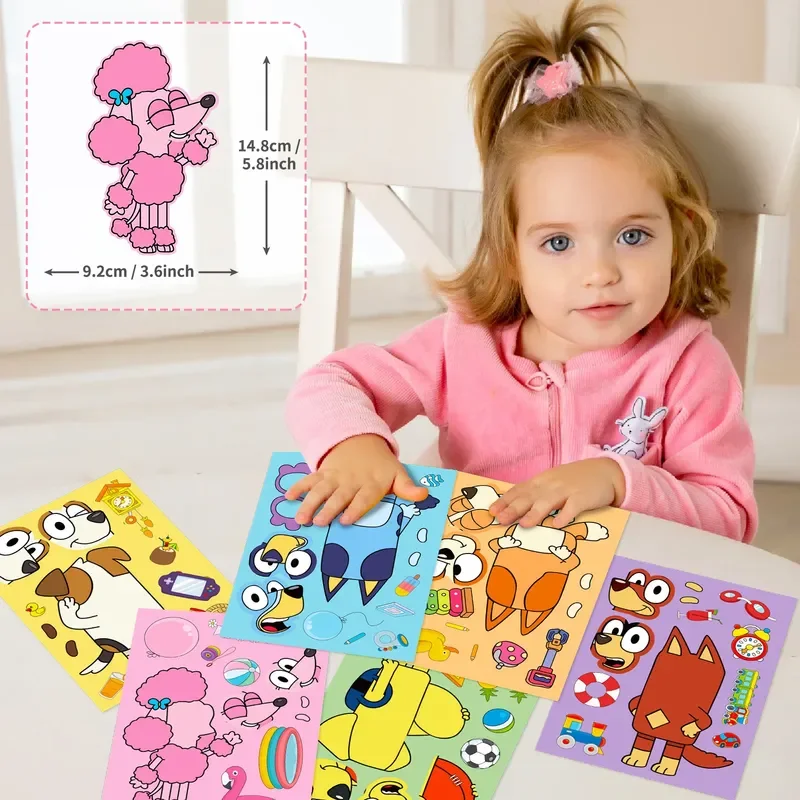 

6/12/ Cute Anime Dog Puzzle Sticker Parent-child Interactive Toy Cartoon Dog Puzzle Sticker For Kids