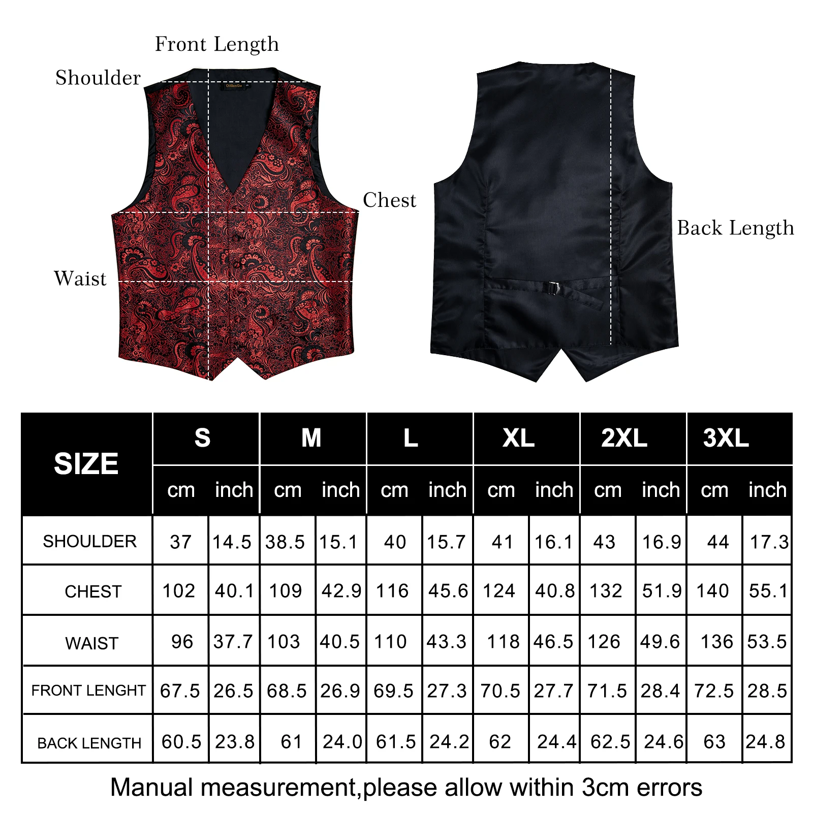 Conjunto Colete E Gravata Borboleta DiBanGu - Cetim Vermelho Para Casamentos E Eventos