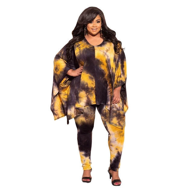 Xl-5xl Fall 2021 Plus Size Women Clothing Two Piece Set Fashion Long Sleeve  V Neck Top And Pants Print 2 Piece Suit Outfit - Plus Size Sets - AliExpress