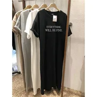 Summer Thin Plus Size Loose Short Sleeved Dress Women 2025 New Letter Printed Simple Round Neck Dress - Image 3
