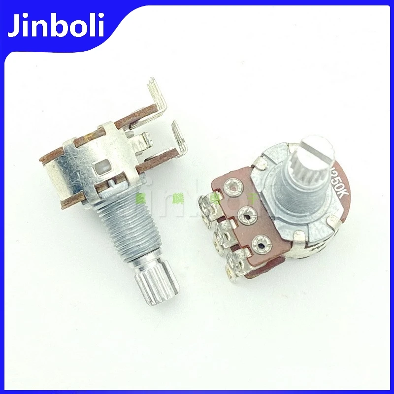 16 Type MN250K With Center Positioning Power Amplifier Audio Speaker Volume Balance Potentiometer 6Pins Flower Shaft 18mm 2PCS