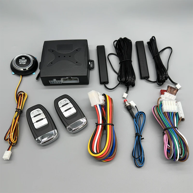 thumbnail image 1 of Kit de bloqueo centralizado con botón de arranque para automóvil, sistema de entrada sin llave, botón de arranque y parada, arranque del motor mediante control remoto, llavero del automóvil, 1 of 4