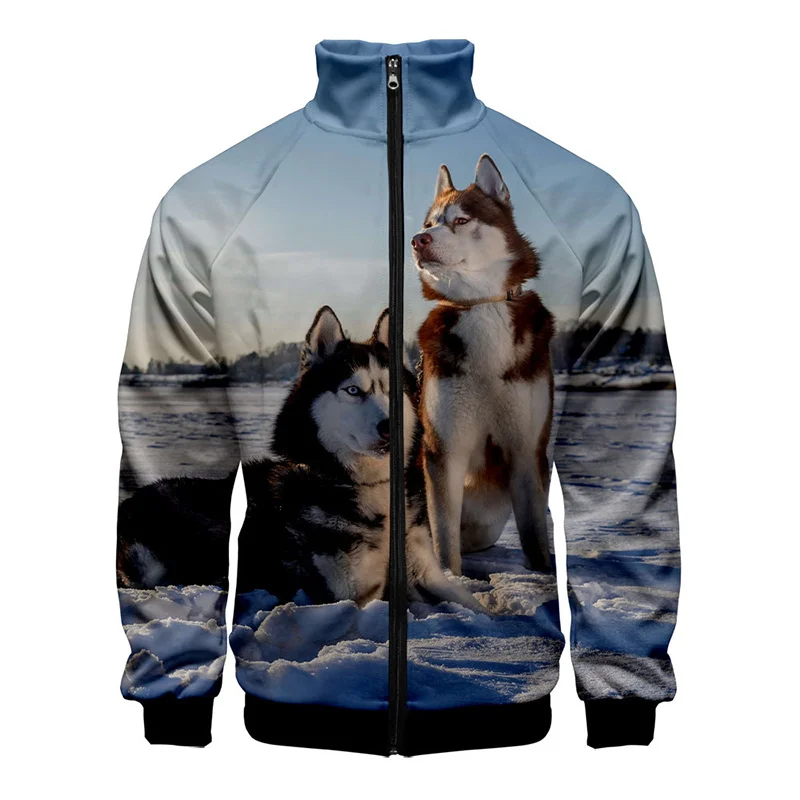 thumbnail image 1 of Nueva chaqueta con estampado 3D de husky para hombre, chaquetas con gráficos de animales de invierno para niños, ropa de calle divertida, ropa vintage, 1 of 5