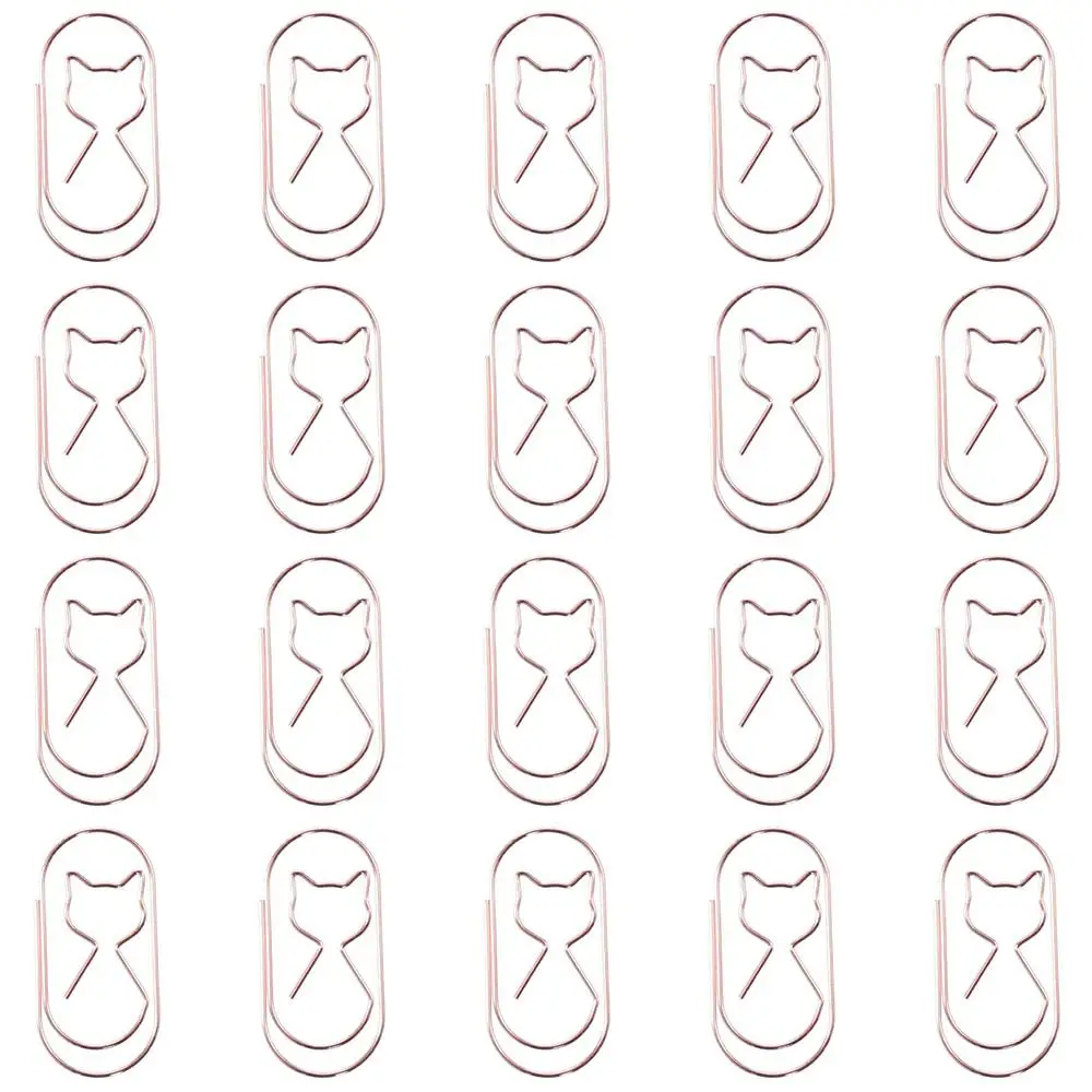 20PCS Rose Gold Paper Clips Durable Metal Large Binder File Clips Cat Shape Bookmark paper clips binder clips