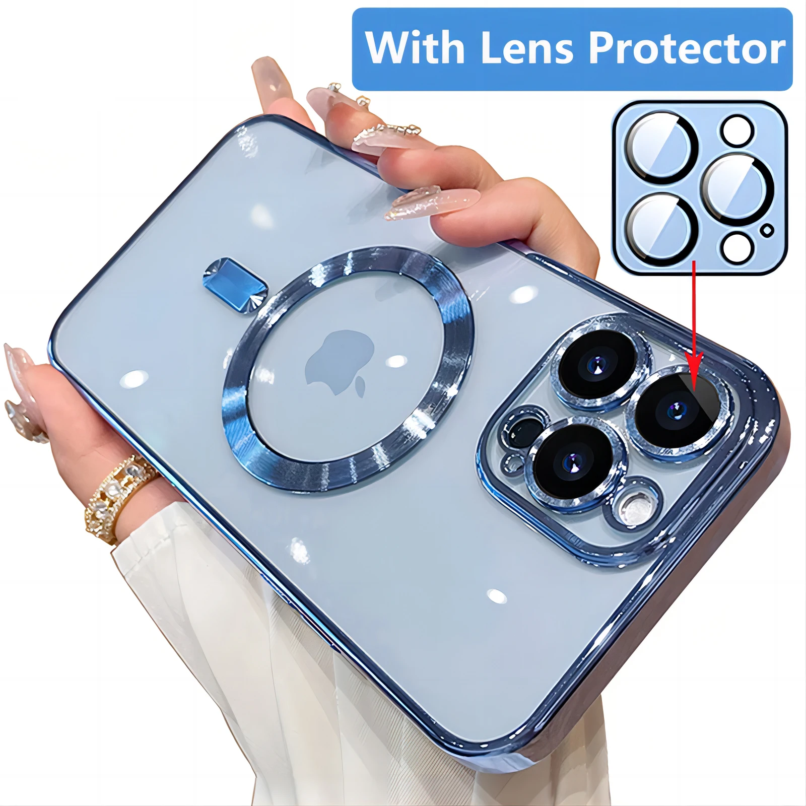 Magnetic Plating Case For iPhone 15 16 14 Plus 13 12 11 Pro Max E Camera Lens Protector Glass For Magsafe Wireless Charger Cover 1