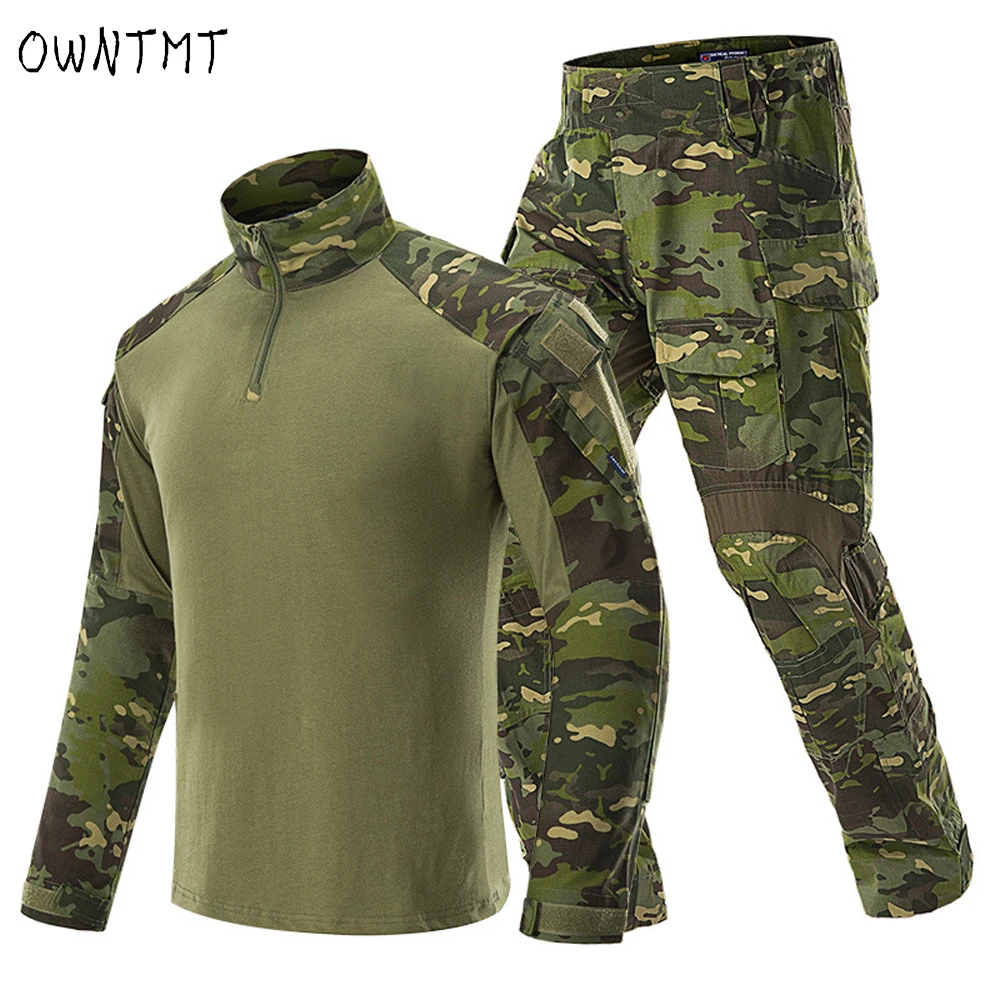 Outdoor Militar Clothing Tactical Pants tactical suit tactical shirt Unisex Rip-stop Breathable Multicam Game Set Men Airsoft Paintball Hunting Cargo Pant+Combat Shirt+Belt