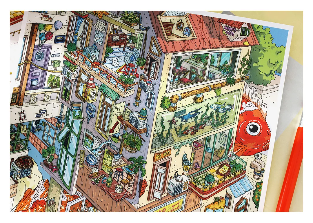 Kawaii The Hanging City 3D Lake Hut Landschaft Aufkleber DIY Taschenkabine Szene Festival Geschenk ﻿ – Detail 23