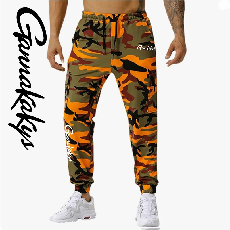 Four Seasons New Fishing Pants Men's Outdoor Sports Camo Jogging Pants Breathable Running Bicycle