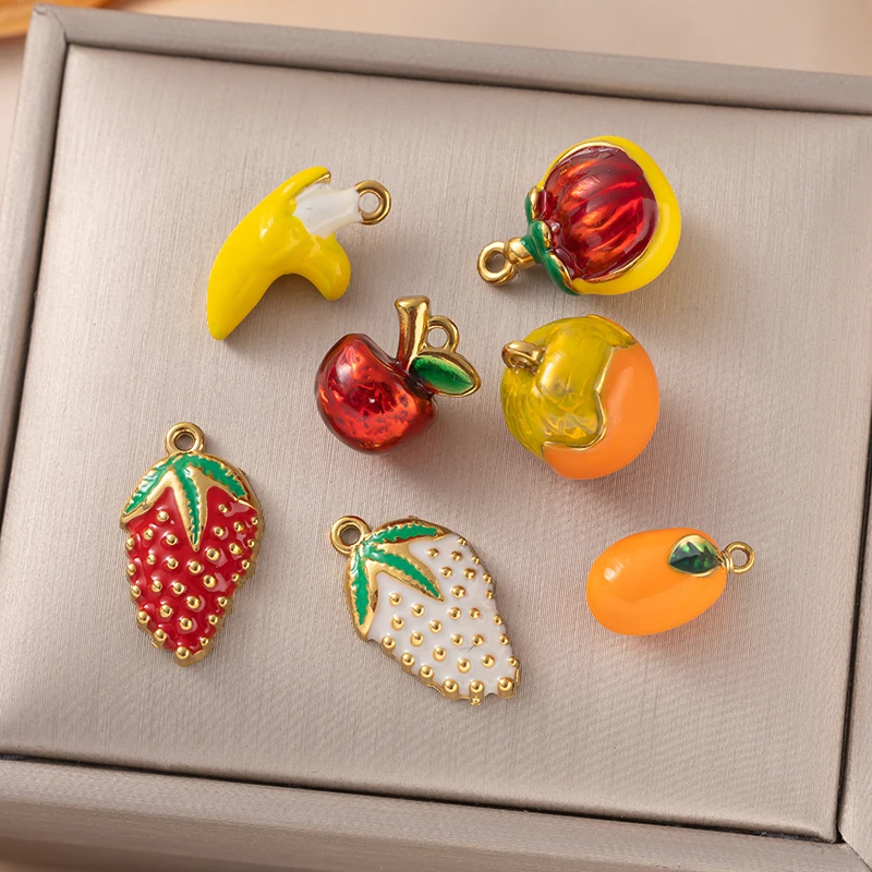 2 Stück Edelstahl Banane Erdbeere Charms Anhänger für DIY Halsketten Armbänder Schmuckherstellung Zubehör Zubehör Erkenntnisse – Detail 1