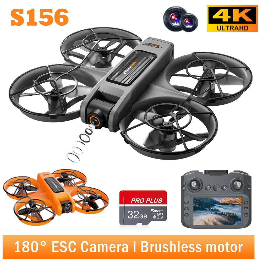 Drone with Camera 4K HD Video Stable Hover 180° Adjustable Lens 3D Flip RC Drones FPV Brushless Optical Flow Quadcopter UAV