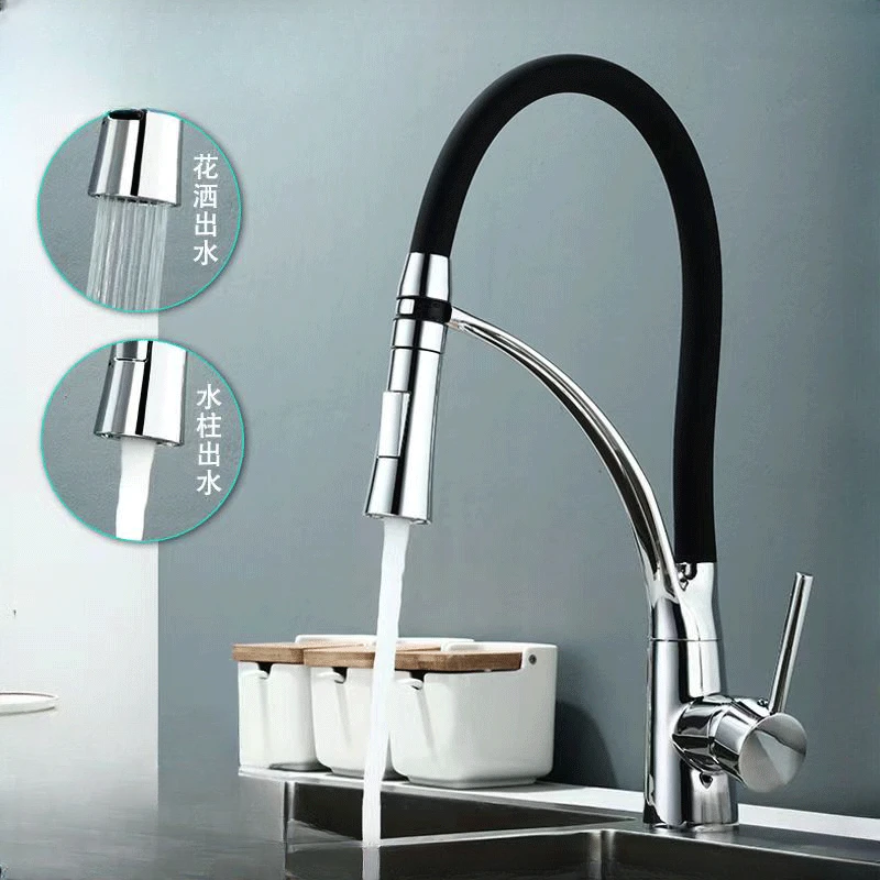 

Brushed Nickel Rubber Kitchen Faucet Mixer Tap Rotation Pull Down Stream Sprayer Taps Hot Cold Water Tap One Handle Kitchen Tap