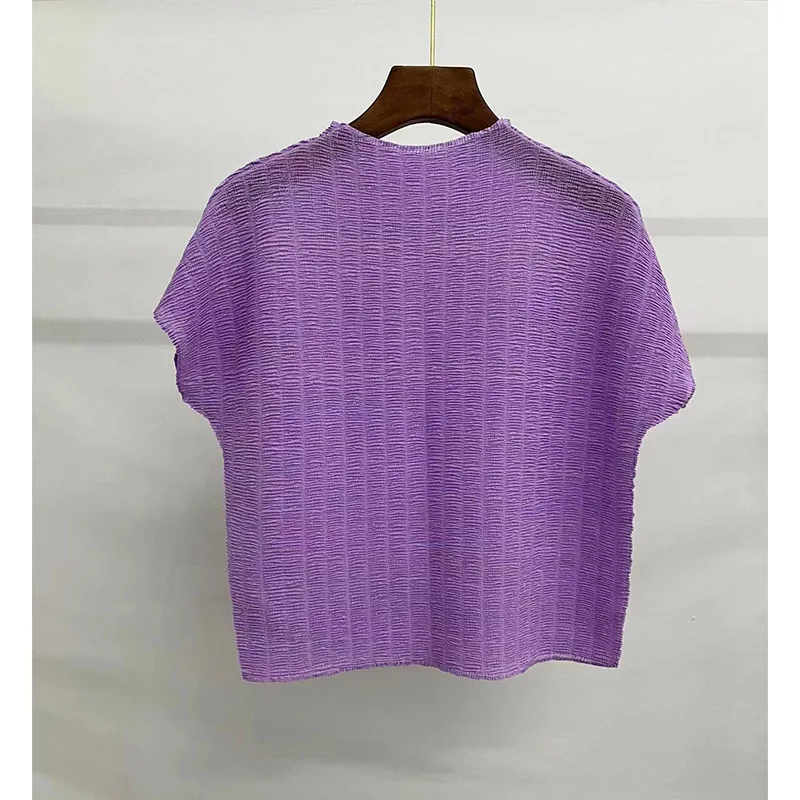 

Hot simple T-shirt top loose large pleated short shirt