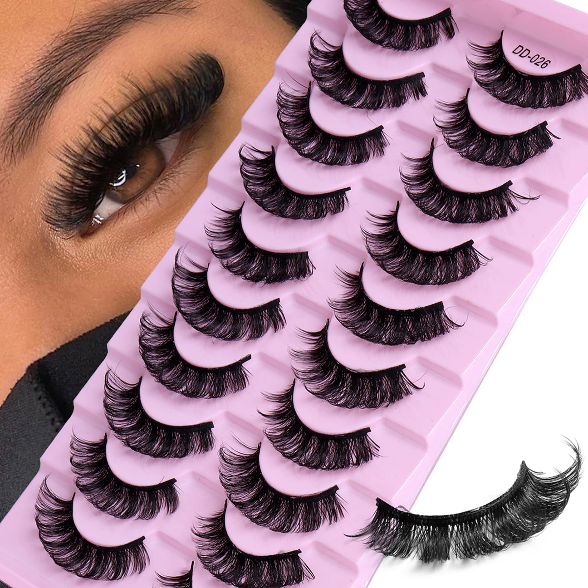 10 Paar Wimpern, dick, lockig, dramatisches Volumen, falsche Wimpern, natürlicher Look, russische Streifen-Wimpernverlängerung für Bühnenparty, Festival