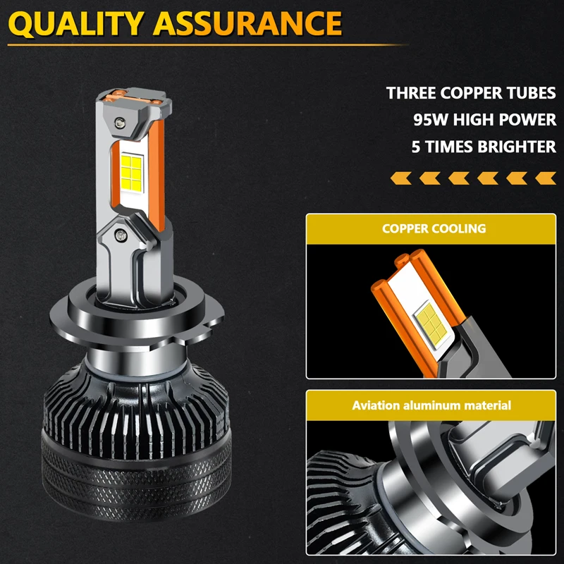 

3 Copper Tube H7 LED Headlight Bulb H4 Motorcycle Light H1 H11 H8 H9 9005 HB3 9006 HB4 9012 Car Fog Lamp 130W 13000LM 6000K 12V