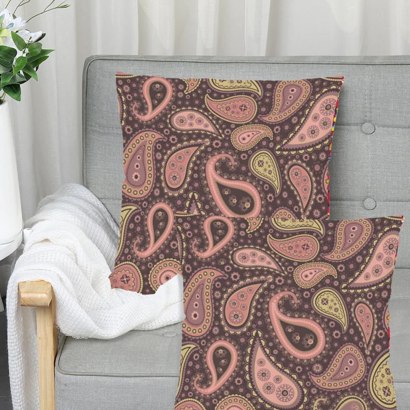 Bohemian Cashew Flower Peach Skin Pillowcase Printed Throw Geometric Pattern Cushion Cover for