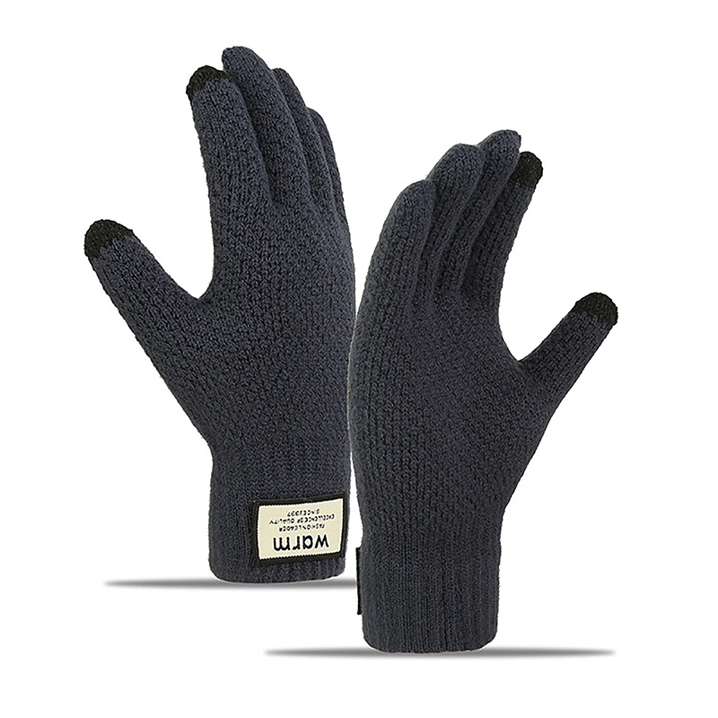 Winter Men Knitted Gloves Touch Screen High Quality Male Mitten Thicken Warm Wool Cashmere Solid Color Men Business Gloves