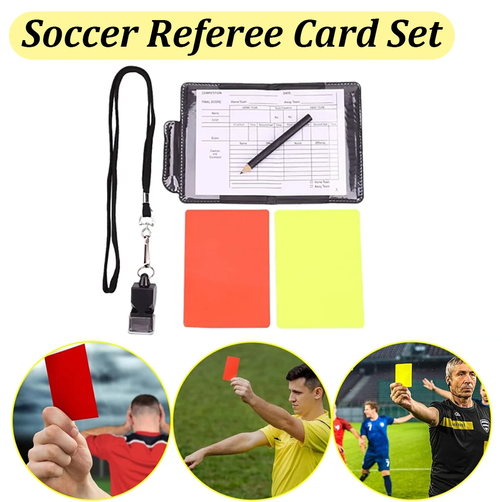 Soccer Referee Cards Set Scorebook Whistle Pencil