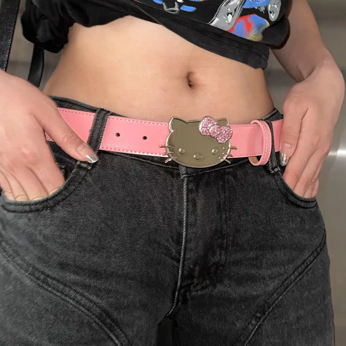 

Cartoon Sanrio Belt Hello Kittys Accessories Cute Beauty Kawaii Anime Y2K Waist Chain Jeans Half Skirt Waist Toys for Girls Gift