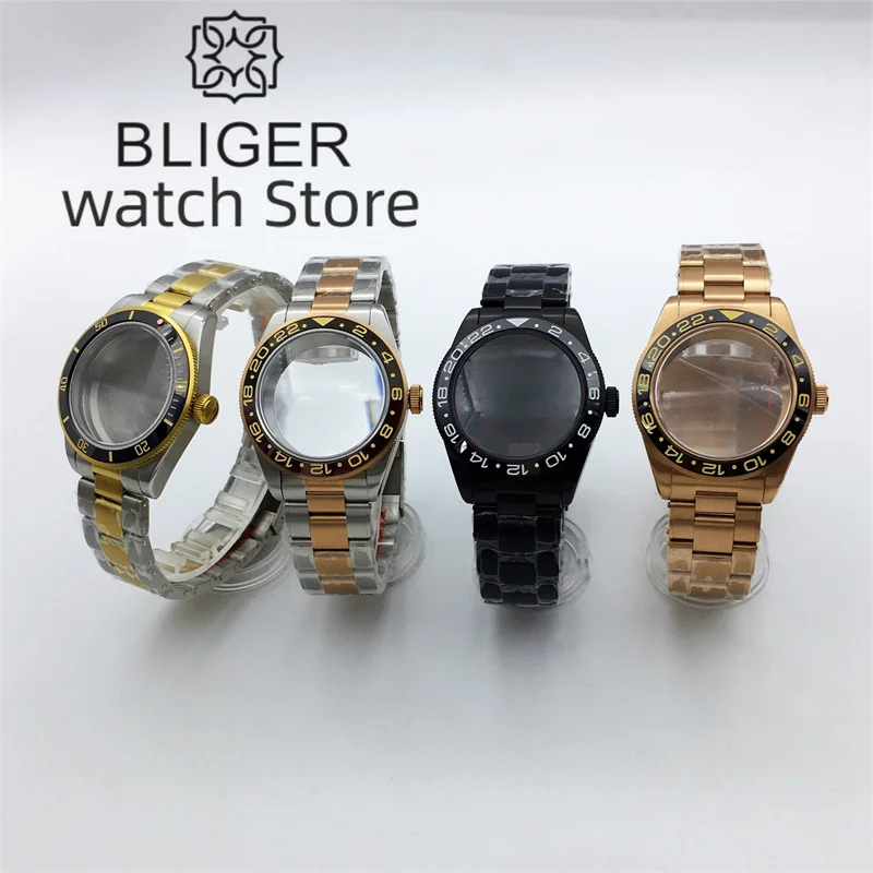 

BLIGER 39mm BB58 Watch Case Dome Glass Sapphire Glass Fits NH34 NH35 NH36 2824 PT5000 Movement Stainless Steel Bracelet