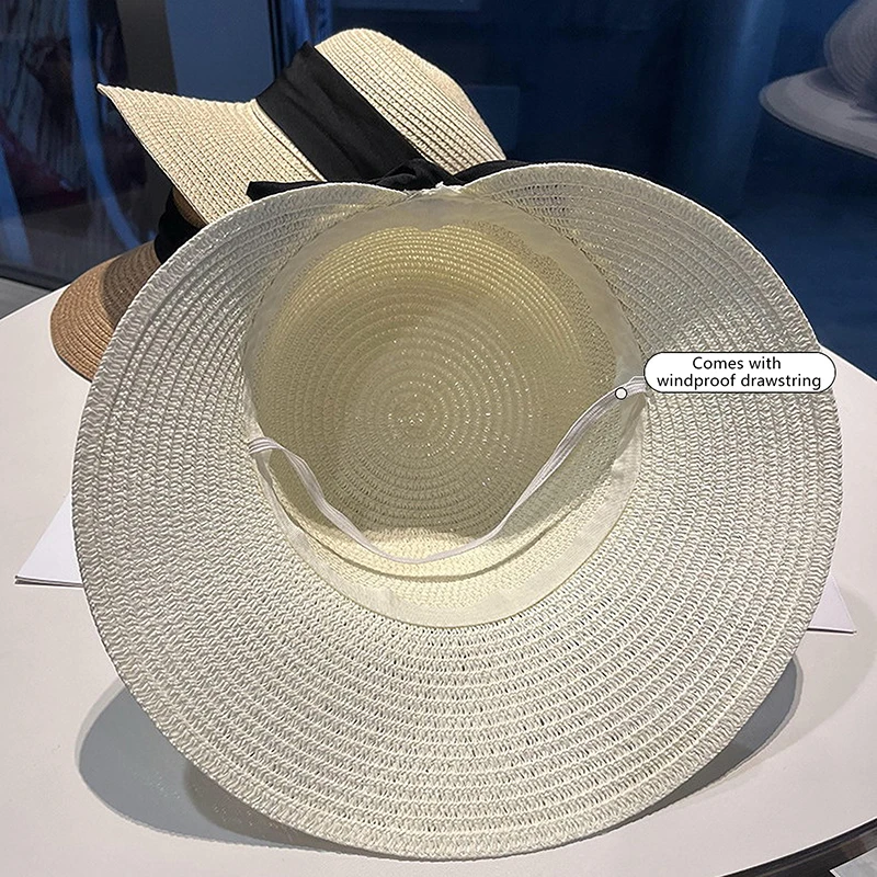 Summer Beach Sunshade Straw Hat Women's Beach Vacation Sunscreen Hat Big Brim Straw Knitted