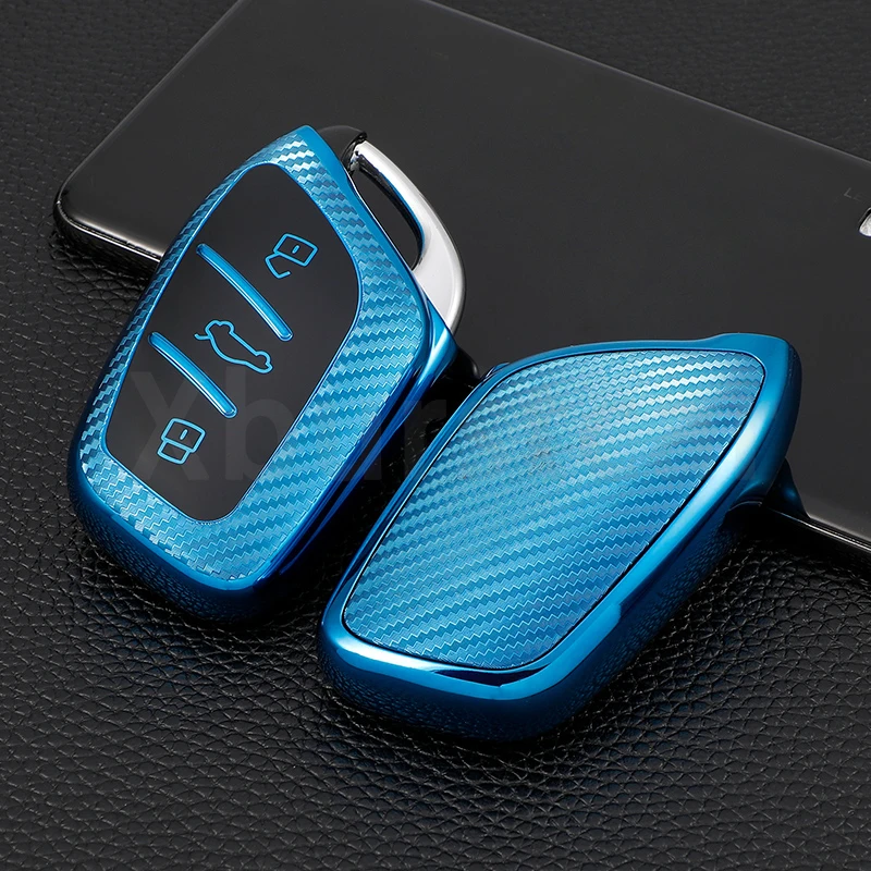 Carbon Fibre TPU Car Remote Key Case Shell and Fob Holder Cover Bag