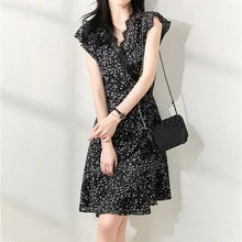 

Red Polka Dot Chiffon Loose Mid-Length Skirt Full of Fairy Dress vintage summer dress women vestido de mujer V-Neck