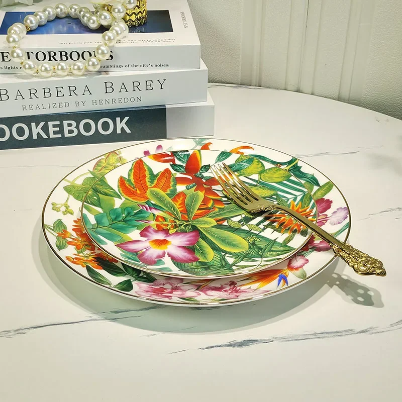 Tropical Rainforest Series Western Food Plate Rice Bowl Soup Pot Tableware Wizard of Oz Bone Porcelain Tableware Gift Gifts