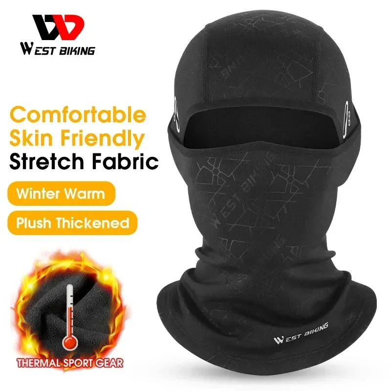 WEST BIKING Winter Fleece Balaclava Snowboard Cycling Full Face Cap For Men Windproof Warm Helmet Inner Cap Thermal Sport Gear