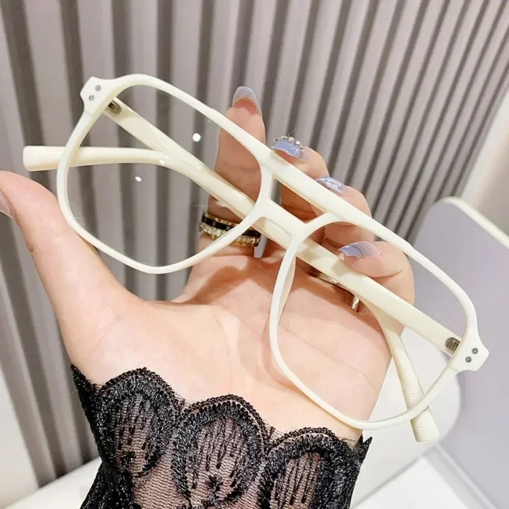 Vintage Anti-Blue Light Glasses - Retro Square Frame with Double Beam Design, Eye Protection for Women & Ladies 안경 Очки