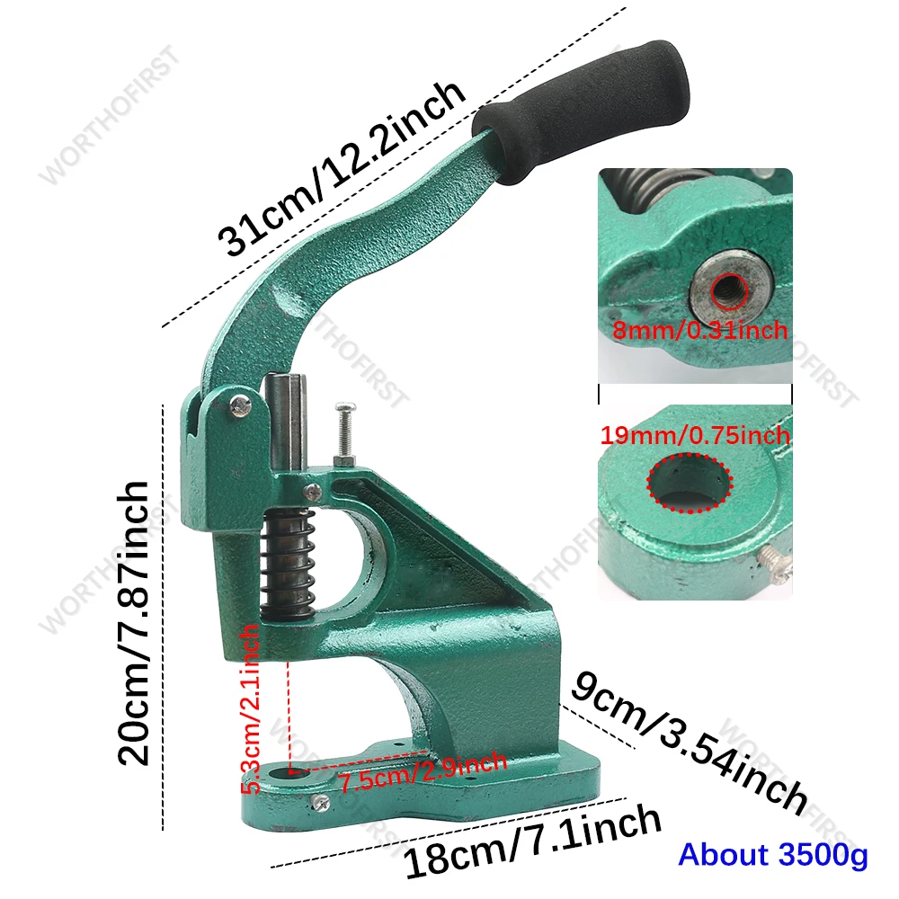 Multifunctional Ductile Iron Hand Press Stainless Steel Eyelets Grommet with Dies for LeatherCrafts Paper Flex Banner KT Board
