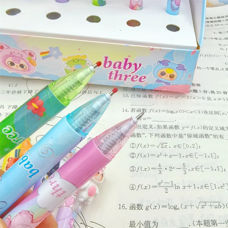Penne gel Baby Three Series 6 pezzi 0,5 mm Nero Cartoon Animazione Studente Stampa Penna firma Scrittura Esercizio di cancelleria Commercio all'ingrosso - immagine 5