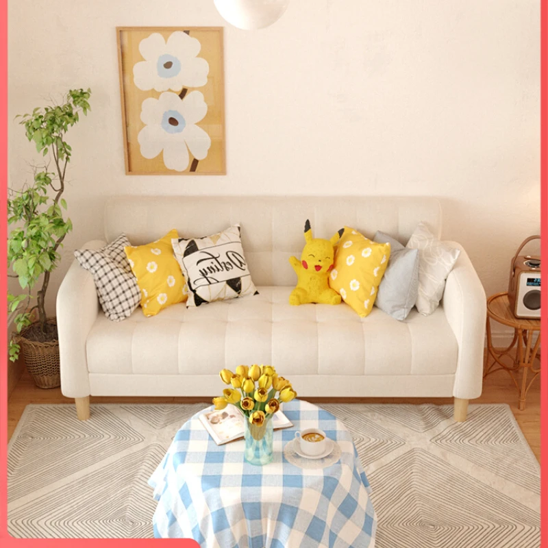 

double three-person sofa small apartment living room rental house simple bedroom room clothing store online celebrity sofa