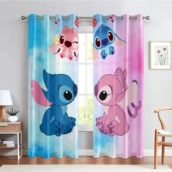 Cartoon Lilo and Stitch print curtains,For Boys and Girls Room Living Room Bedroom Decorative blackout Curtains