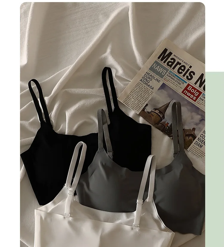 Seamless Bra for Women Ice Silk Vest Push Up Underwear Lingerie Sleep Top Padded Bralette No Steel Ring Gathering Lingerie