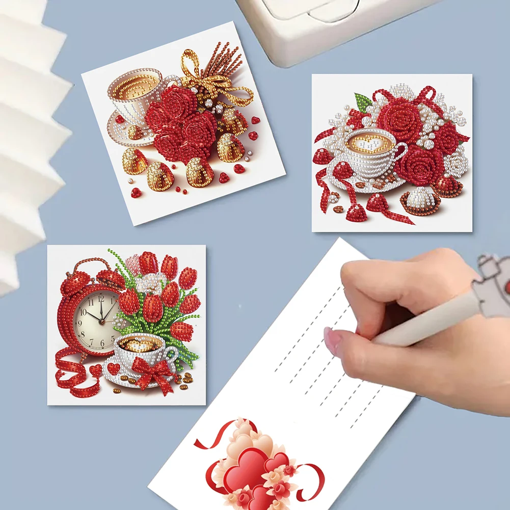 Valentines Day Angel Diamond Handmade Card DIY Diamond Painting Kit 6Pcs for Holiday Party Favors