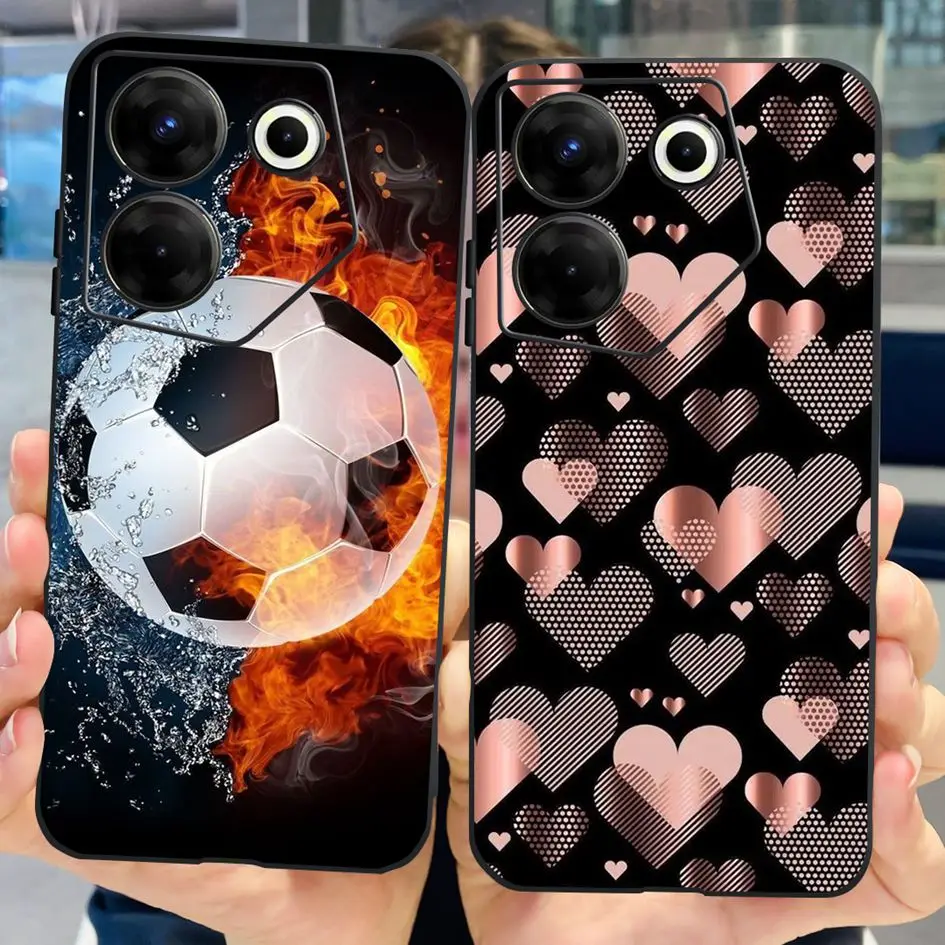 Per Tecno Camon 20 Pro 5G Case 2023 Cute Love Heart Football Slim Cover Soft Silicone Funda Per Tecno Camon20 Pro 5G Ck8N Bumper