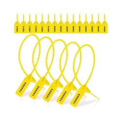 1000 Pcs Plastic Tamper Seals Fire Extinguisher Tags Security Tags Seals Safety Numbered Zip Ties Labels (Yellow)