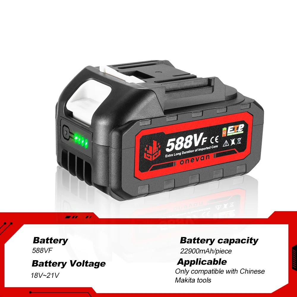 22900mAh Rechargeable Lithium Ion Battery With Battery indicator For Makita BL1830 BL1840 BL1850 Power Tool Battery EU Plug