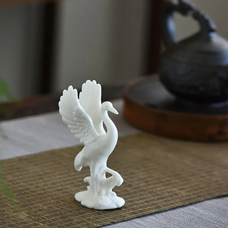 Chinese Modern Ceramics White Crane Desktop Ornament, Creative Animal, Living Room Decoration, Garden Bonsai Crafts