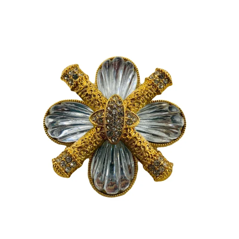 Timeless Wonder retro Zirconia geo cross floral Brooch Pins for Women Designer Jewelry Runway Rare Brand Sweet Gift gothic 5383