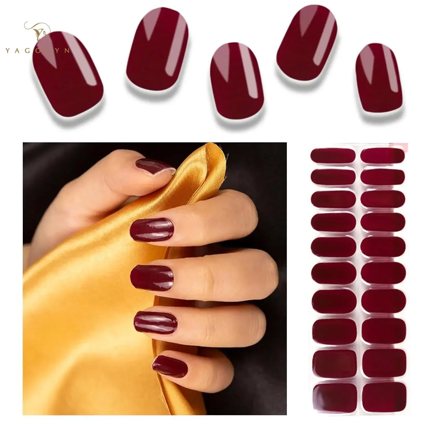 16/20/22Tips White Snowflakes Semi-cured Gel Nail Sticker UV Lamp Needed Long Lasting Half Roasted Nail Products Decorations