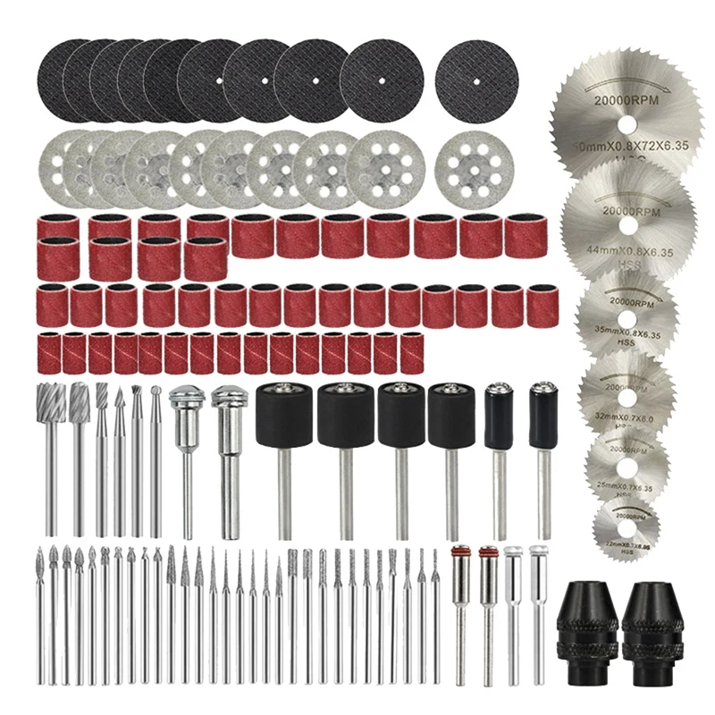 

121Pcs HSS Mini Drill Bit Diamond File Cut Set Off Saw Blade Polishing Sanding Cutting Kit Rotary Tools Set