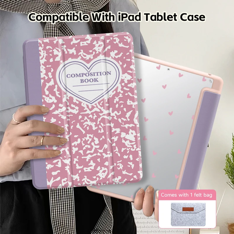 Versatile iPad Case with Sleep/Wake Feature and Pen Slot - Double-Sided Printing Design