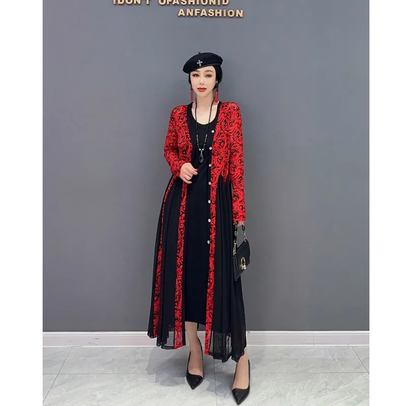 

2023 Summer New Fashion Splicing Mesh Dress Slimming Women Dress