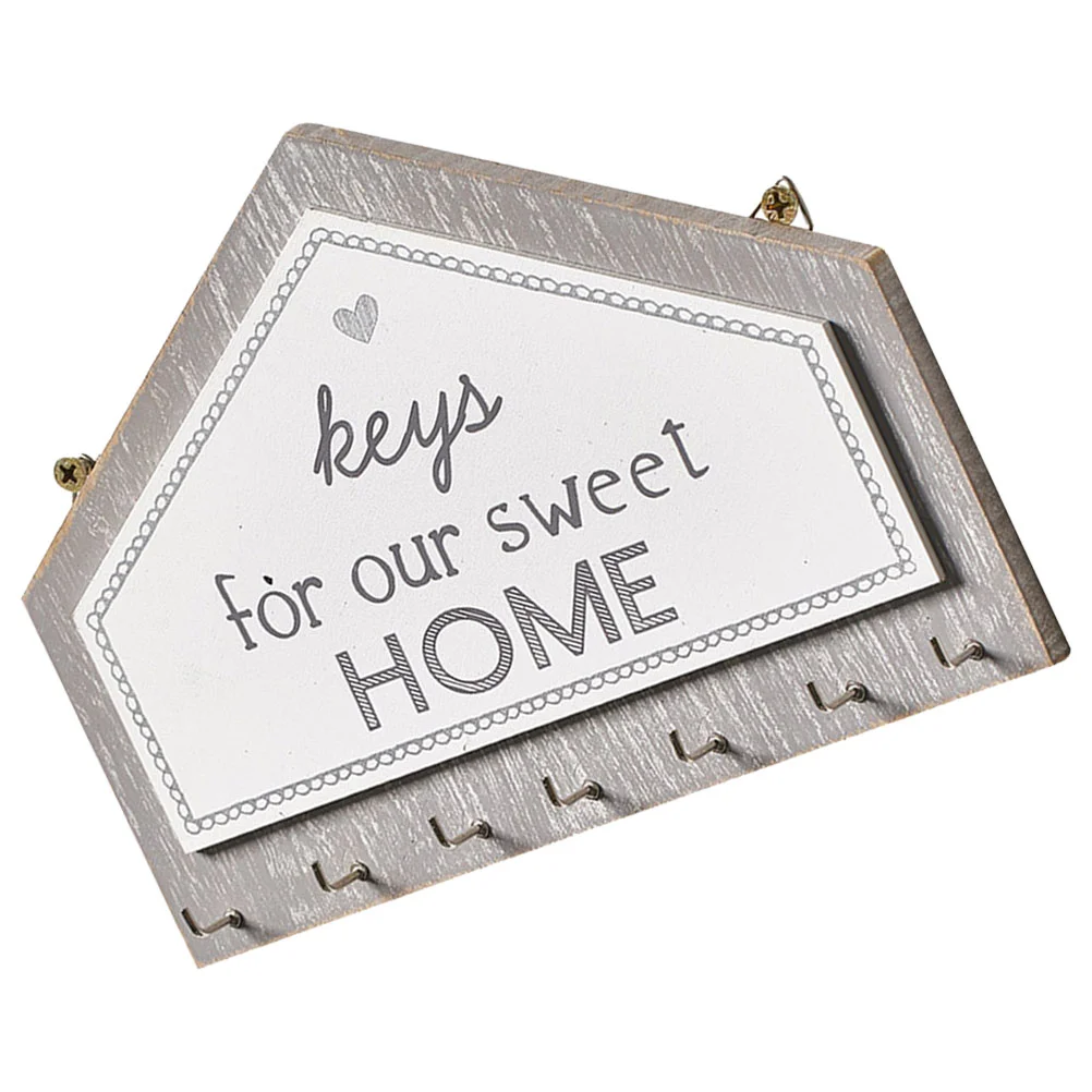 

Wooden Sign Hook Decor Wall Hooks Key Hanger Decorative Literature and Storage