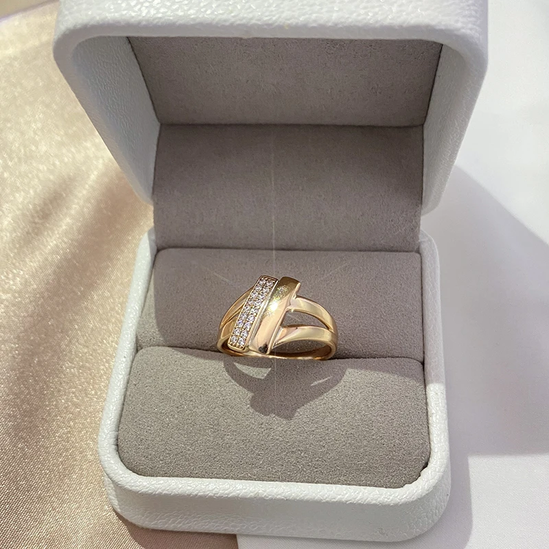 Kinel Anello con ali d'angelo con zirconi naturali caldi 585 Fedi nuziali etniche in oro rosa per le donne Gioielleria raffinata vintage  36